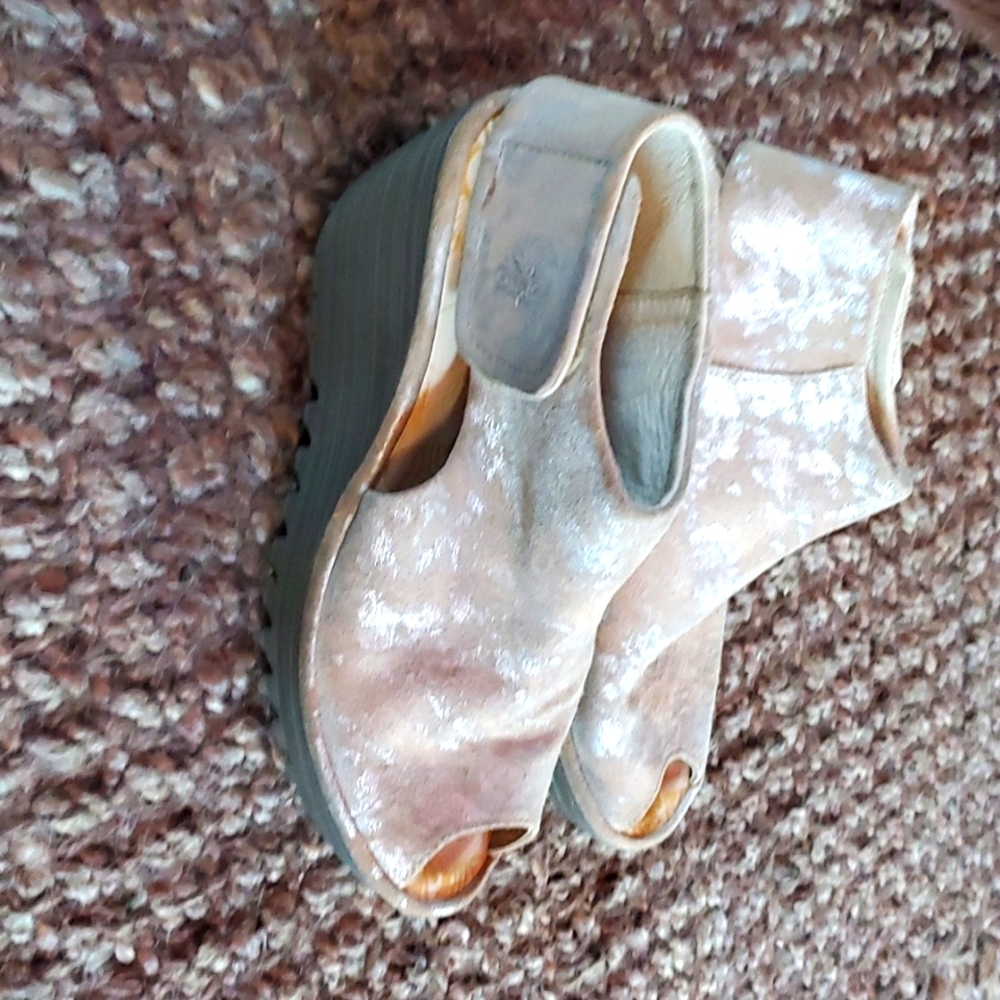 Fly London Leather Platform, Wedge Sandal